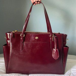 NEW! Coach Peyton Sherry Purple Patent Leather Diaper Bag